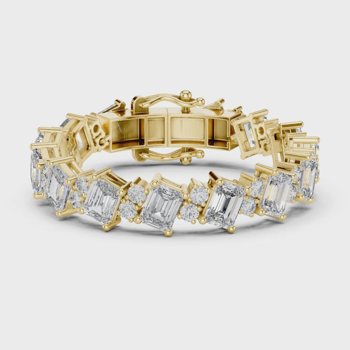 Vera 30 Carat Emerald Lab Grown Diamond Tennis Bracelet - Yellow Gold video