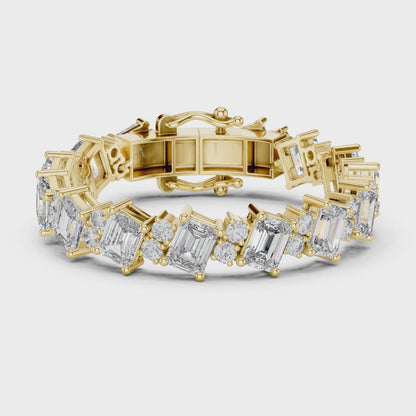 Vera 30 Carat Emerald Lab Grown Diamond Tennis Bracelet - Yellow Gold video