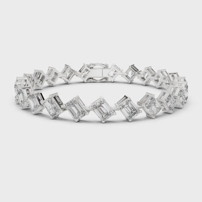 Vera 15 Carat Emerald Lab Grown Diamond Tennis Bracelet - White Gold video