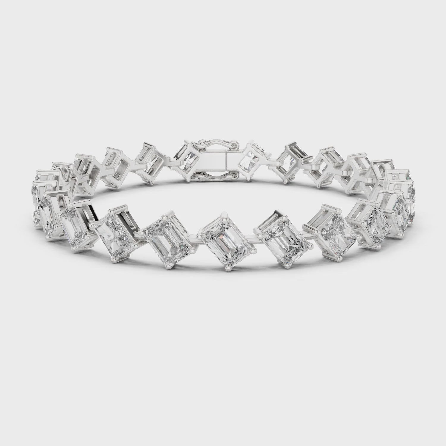 Vera 15 Carat Emerald Lab Grown Diamond Tennis Bracelet - White Gold video