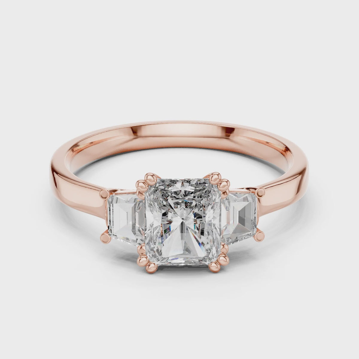 Vera Round Coloured Stone Three Stone Ring - Rose Gold video