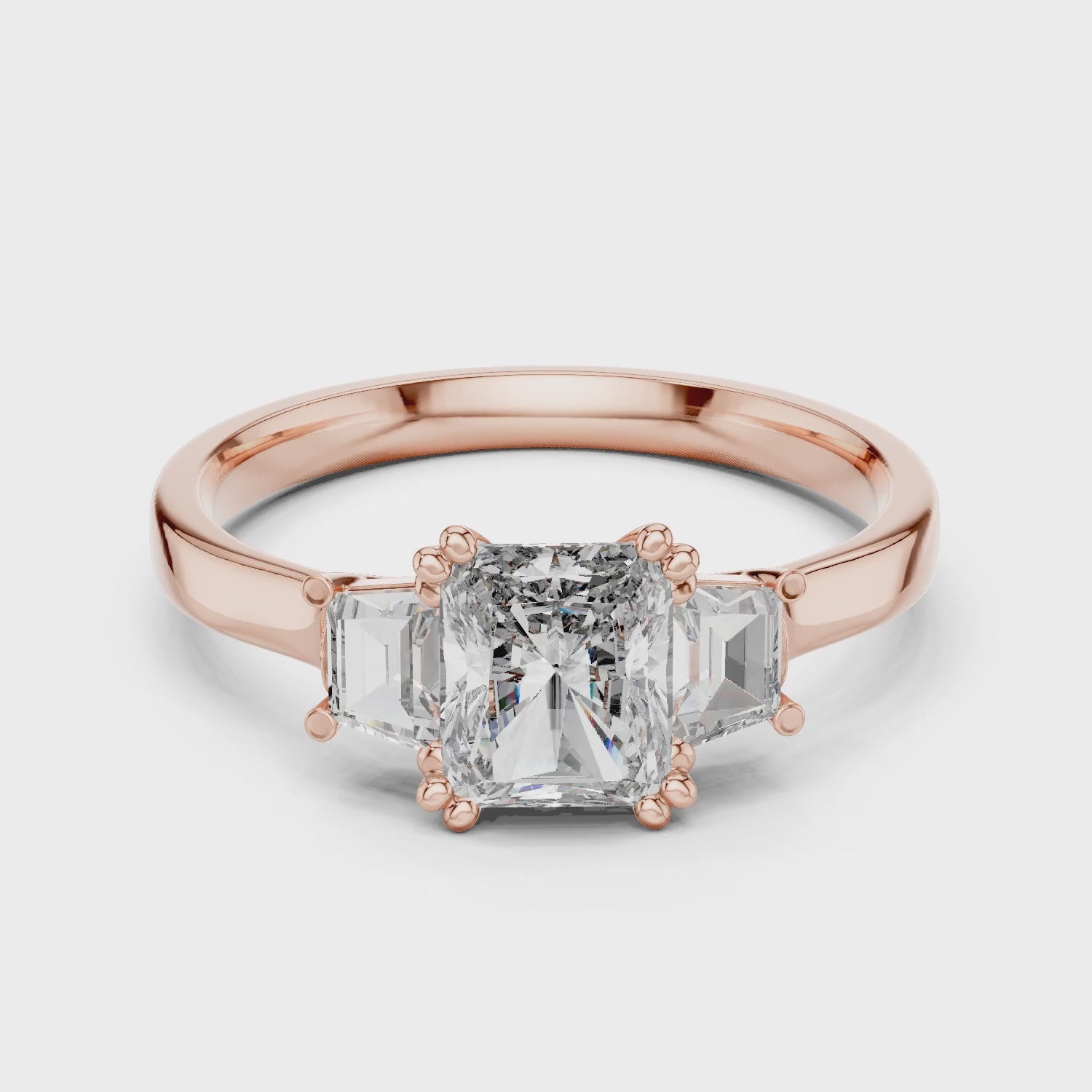 Vera Round Coloured Stone Three Stone Ring - Rose Gold video