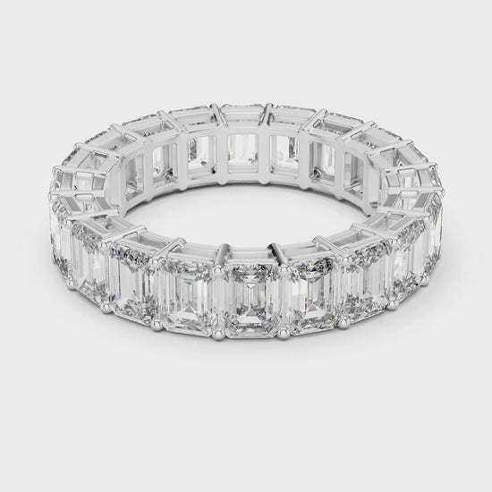 Aurora 6 Carat Emerald Lab Grown Diamond Collet Eternity Ring - White Gold video
