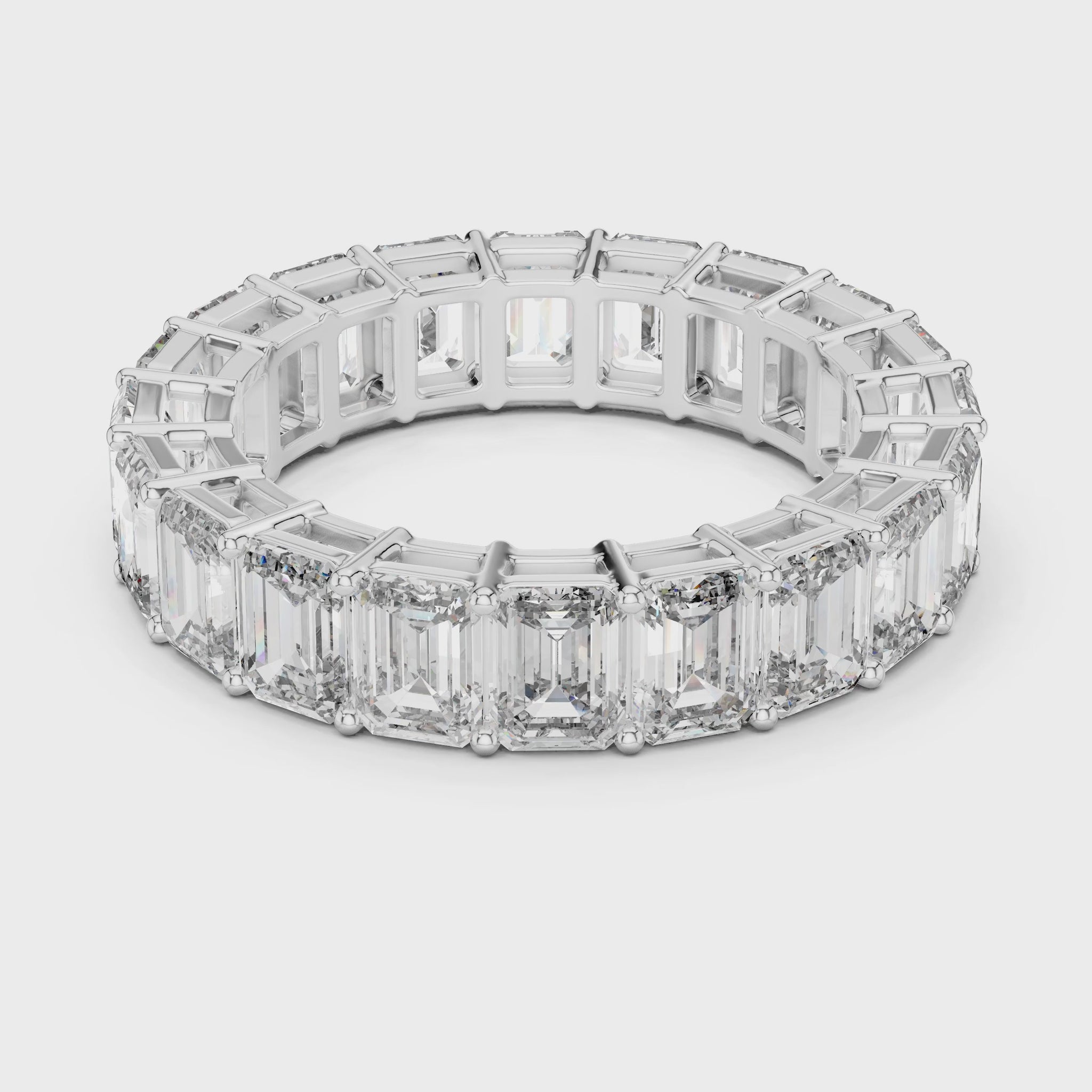 Aurora 6 Carat Emerald Lab Grown Diamond Collet Eternity Ring - White Gold video