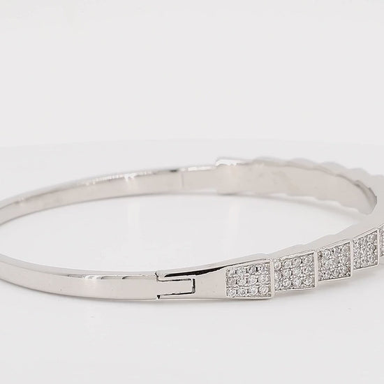 Divara Marguerite Bangle sterling silver 925 cubic zirconia bracelet, 360 degree video