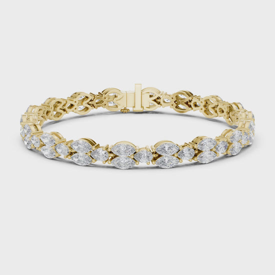 Aurora 10 Carat Marquise Lab Grown Diamond Tennis Bracelet - Yellow Gold video