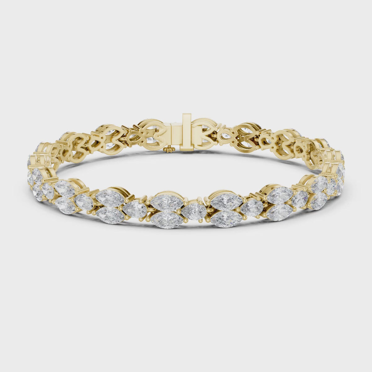 Aurora 10 Carat Marquise Lab Grown Diamond Tennis Bracelet - Yellow Gold video