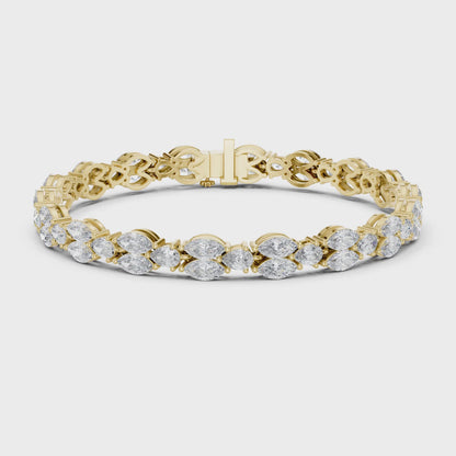 Aurora 10 Carat Marquise Lab Grown Diamond Tennis Bracelet - Yellow Gold video