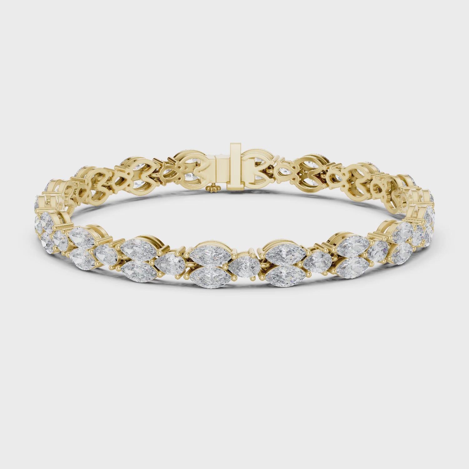 Aurora 10 Carat Marquise Lab Grown Diamond Tennis Bracelet - Yellow Gold video