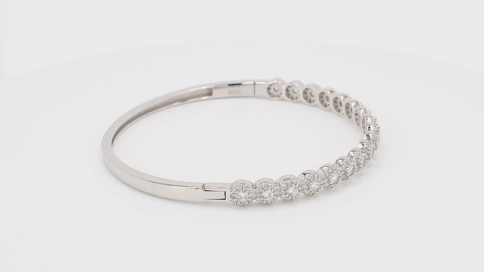 Divara Briar Bangle sterling silver 925 cubic zirconia bracelet, 360 degree video