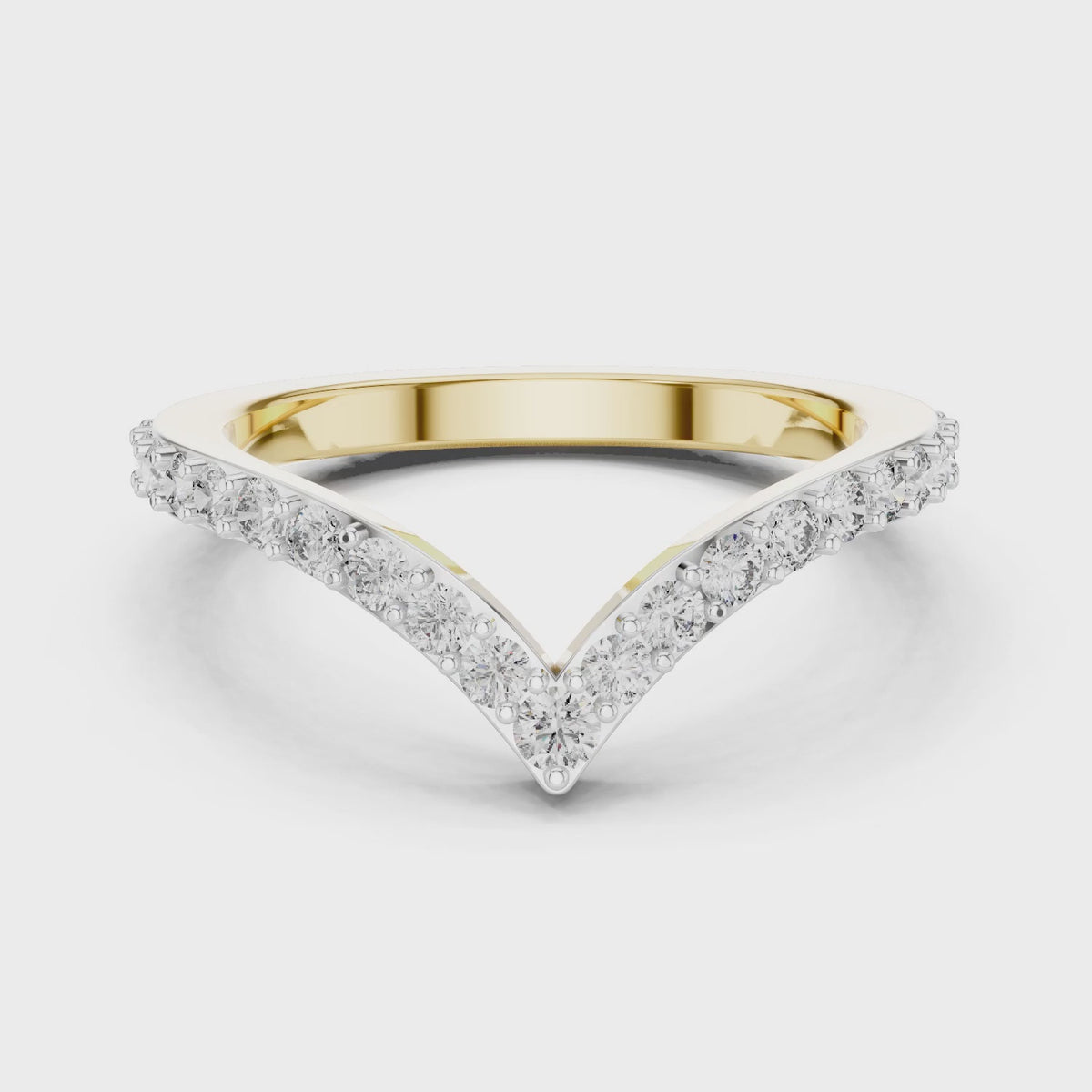 Aurora 0.50ct Round Lab Grown Diamond Chevron Ring - Yellow Gold video