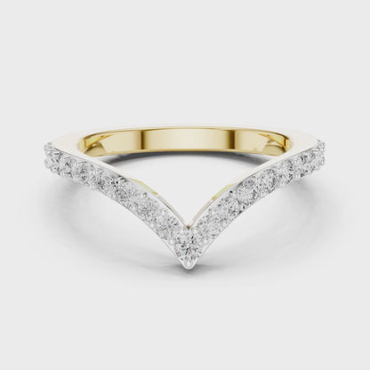 Aurora 0.50ct Round Lab Grown Diamond Chevron Ring - Yellow Gold video