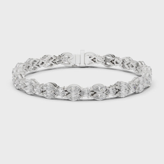Aurora 10 Carat Marquise Lab Grown Diamond Tennis Bracelet - White Gold video