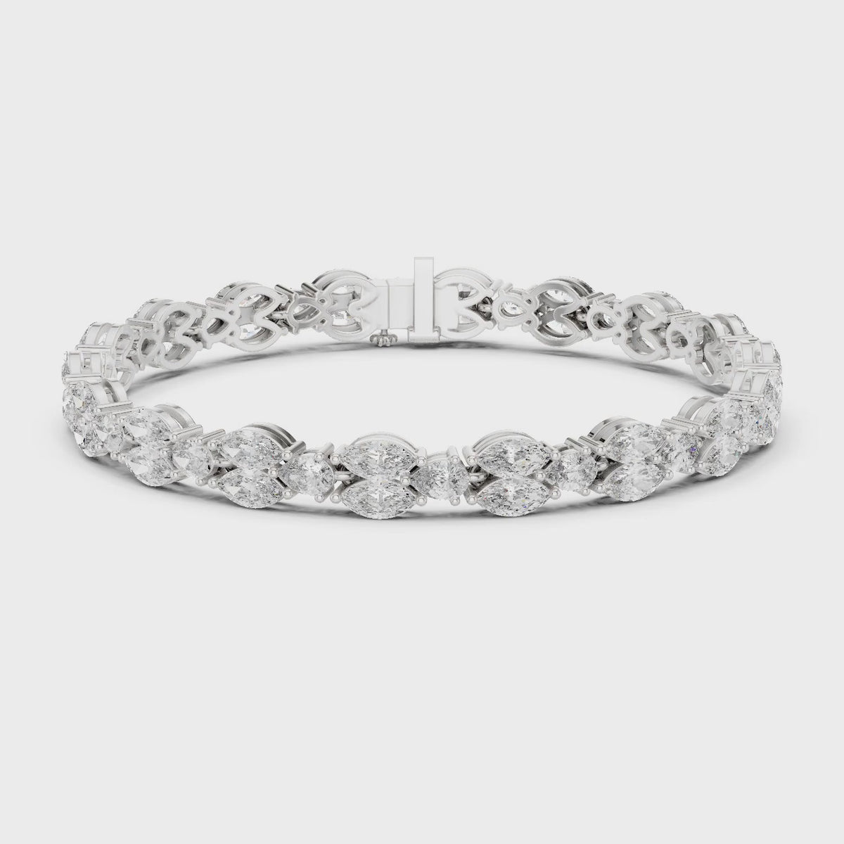 Aurora 10 Carat Marquise Lab Grown Diamond Tennis Bracelet - White Gold video