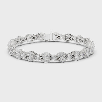 Aurora 10 Carat Marquise Lab Grown Diamond Tennis Bracelet - White Gold video
