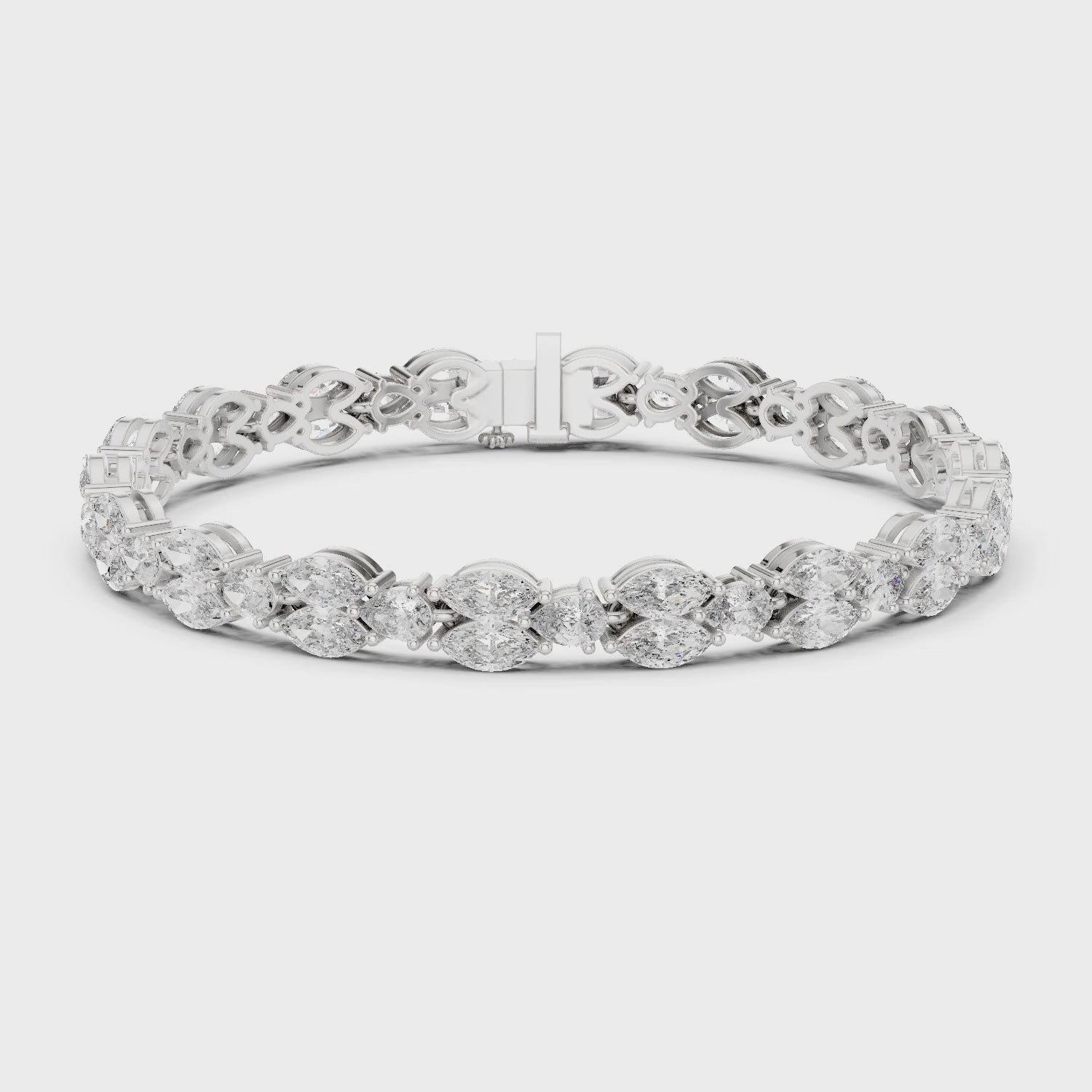 Aurora 10 Carat Marquise Lab Grown Diamond Tennis Bracelet - White Gold video
