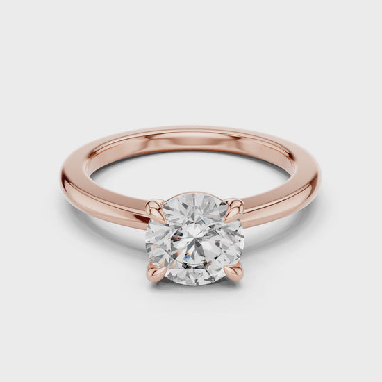 Clara 1.5 Carat Round Lab Grown Diamond Claw Solitaire Engagement Ring - Rose Gold video