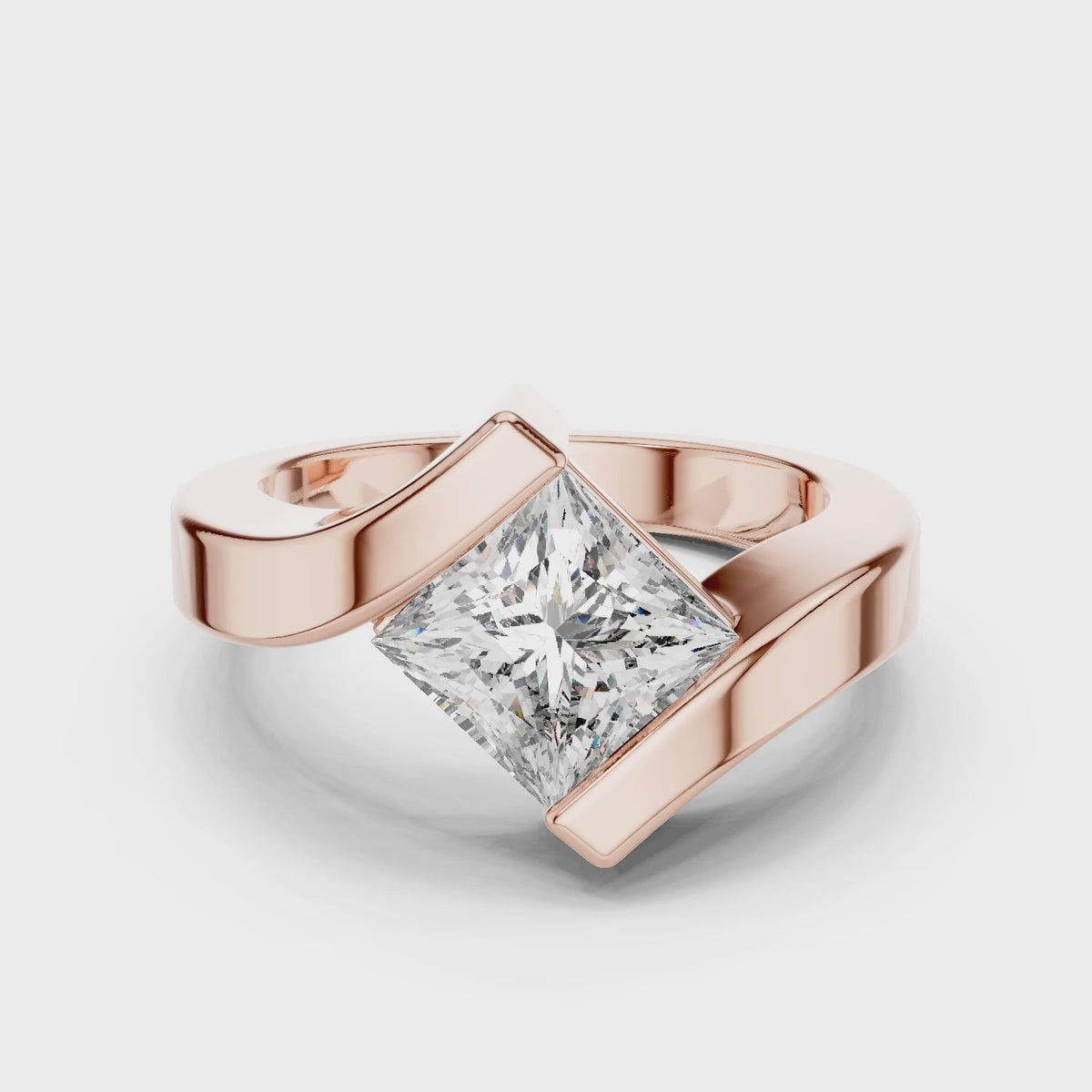 Isla 2 Carat Princess Lab Grown Diamond Bezel Ring - Rose Gold video