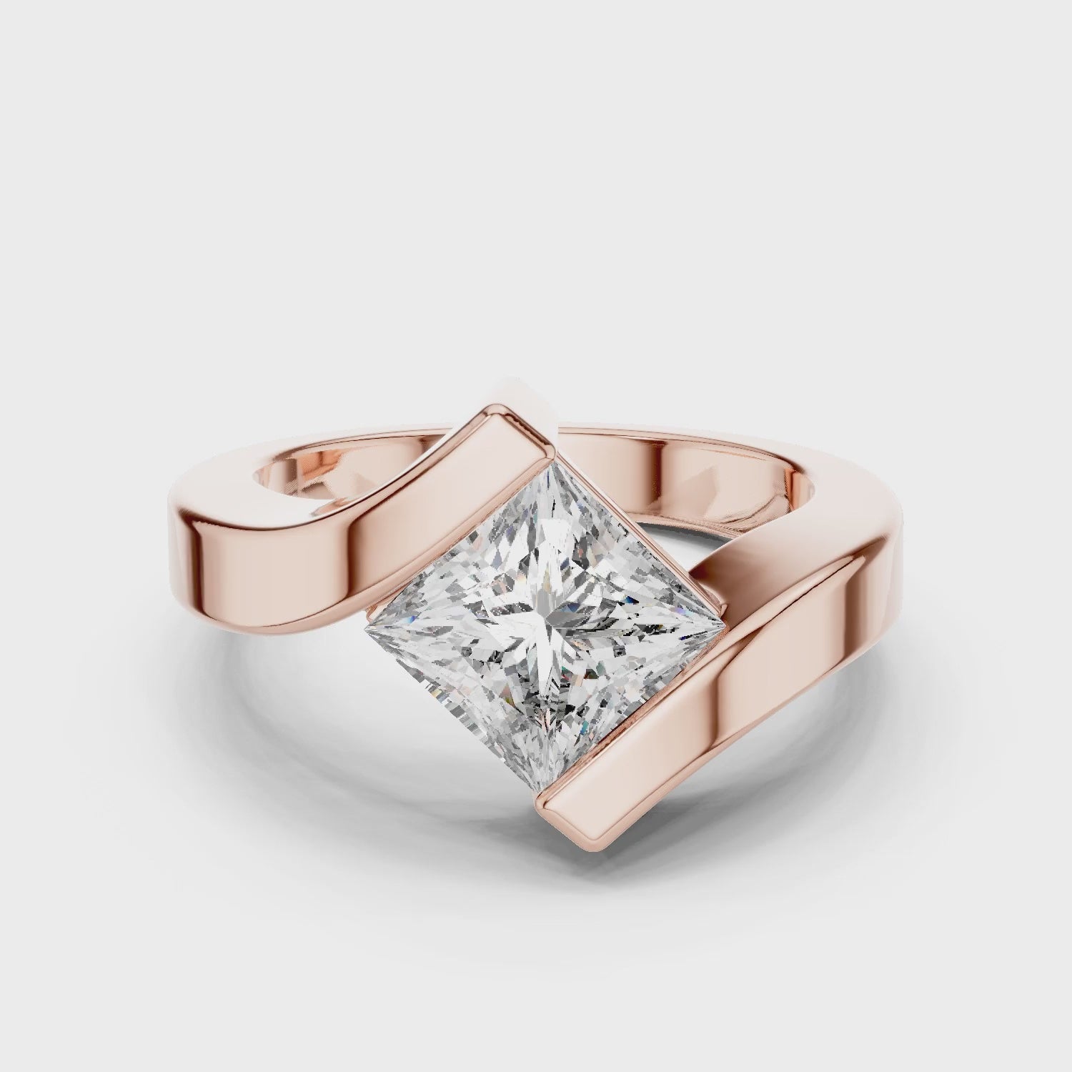 Isla 2 Carat Princess Lab Grown Diamond Bezel Ring - Rose Gold video