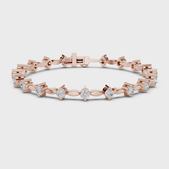 Isla 2 Carat Round Lab Grown Diamond Station Bracelet - Rose Gold video