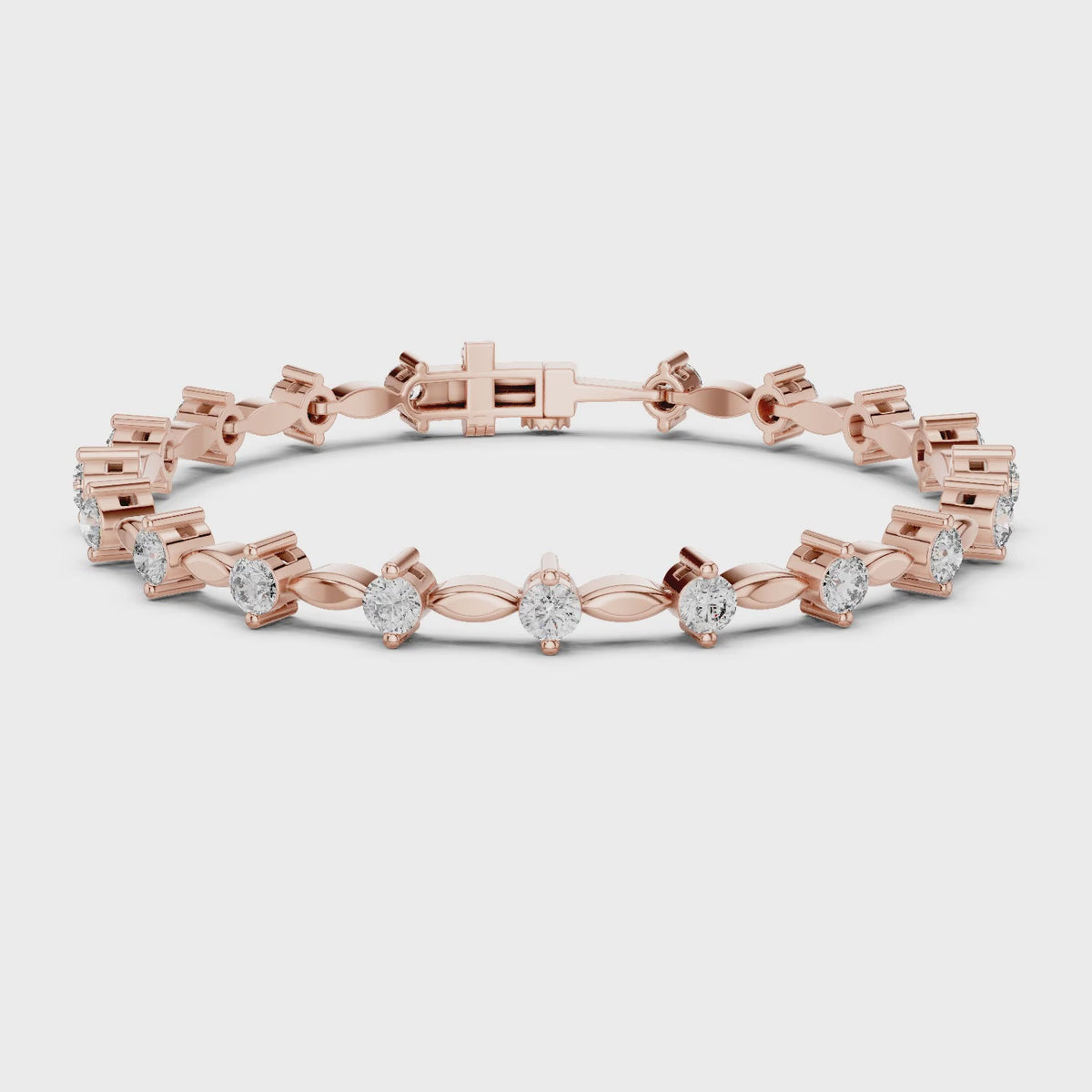 Isla 2 Carat Round Lab Grown Diamond Station Bracelet - Rose Gold video