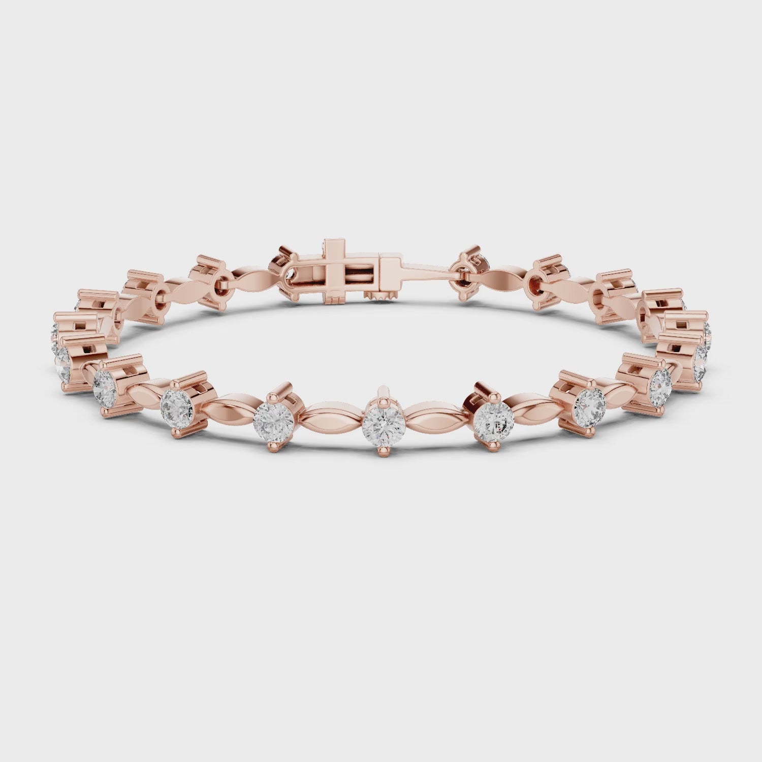 Isla 2 Carat Round Lab Grown Diamond Station Bracelet - Rose Gold video