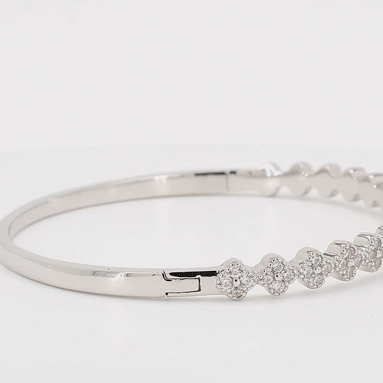 Divara Giselle Bangle sterling silver 925 cubic zirconia bracelet, 360 degree video