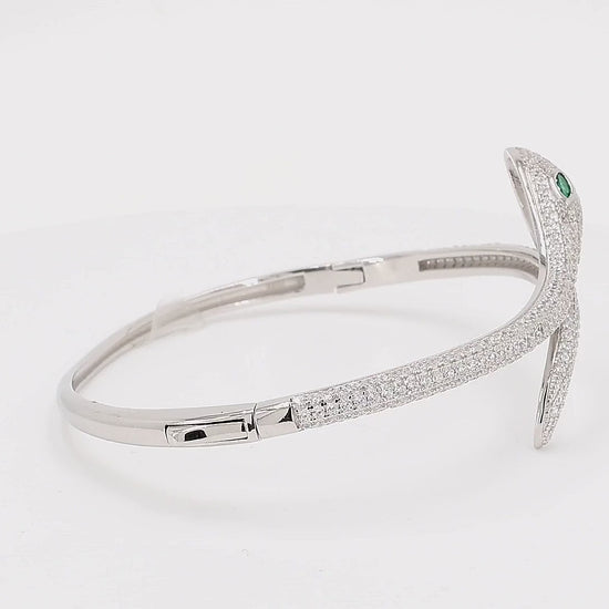 Divara Vesper Bangle sterling silver 925 cubic zirconia bracelet, 360 degree video