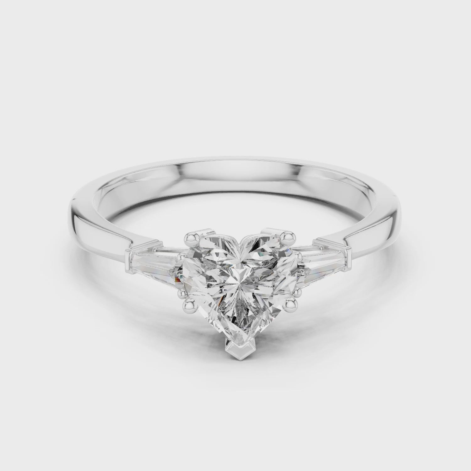 Amara 1 Carat Heart Lab Grown Diamond Graduated Three Stone Ring - White Gold video