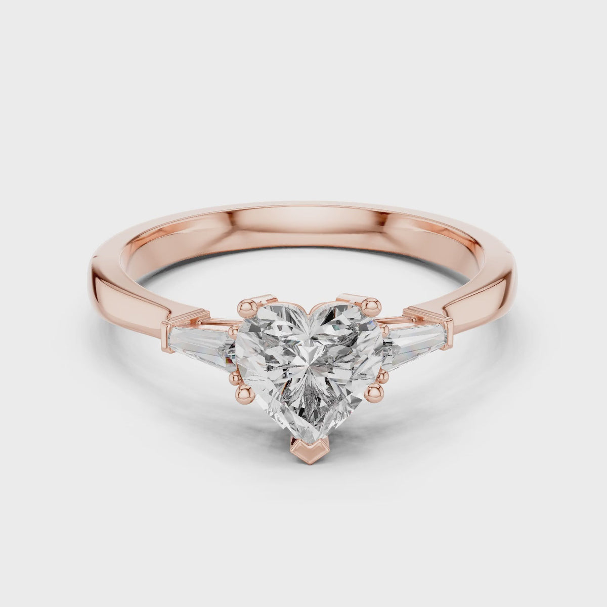 Amara 1 Carat Heart Lab Grown Diamond Graduated Three Stone Ring - Rose Gold video