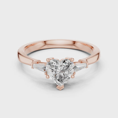 Amara 1 Carat Heart Lab Grown Diamond Graduated Three Stone Ring - Rose Gold video