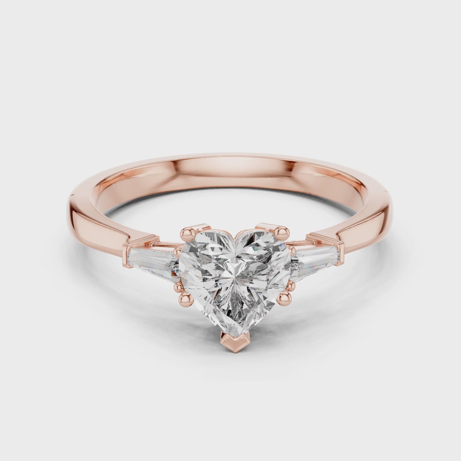 Amara 1 Carat Heart Lab Grown Diamond Graduated Three Stone Ring - Rose Gold video