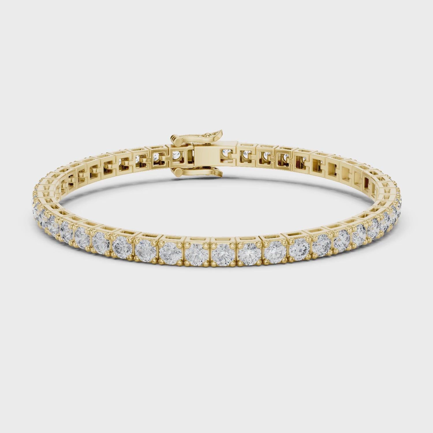 Aurora 12 Carat Round Lab Grown Diamond Statement Tennis Bracelet - Yellow Gold video
