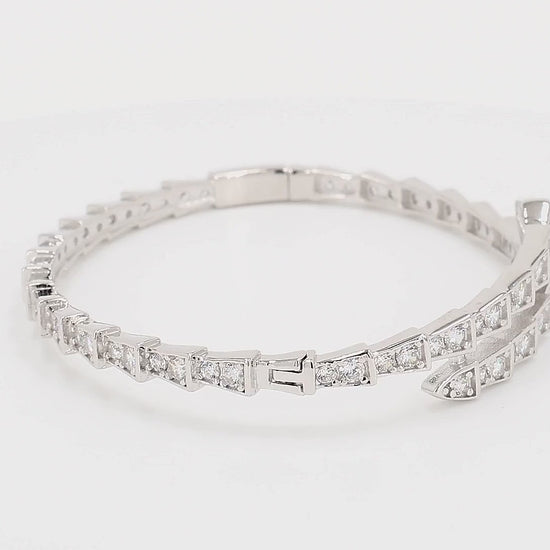 Divara Delphine Bangle sterling silver 925 cubic zirconia bracelet, 360 degree video