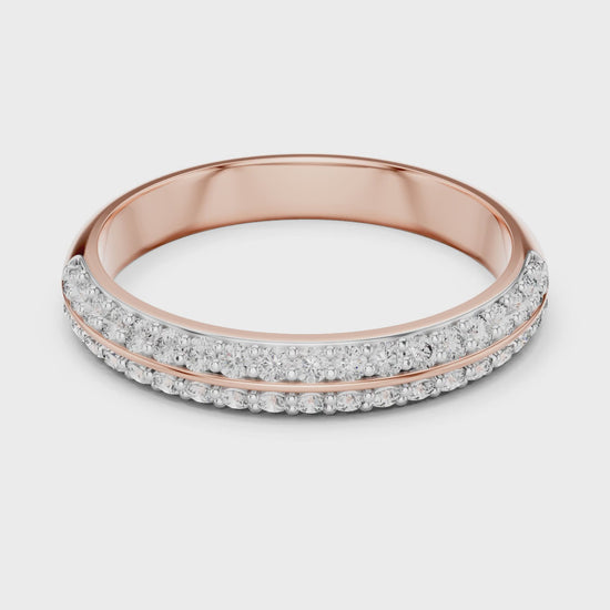 Aurora 0.33ct Round Lab Grown Diamond Domed Wedding Band - Rose Gold video