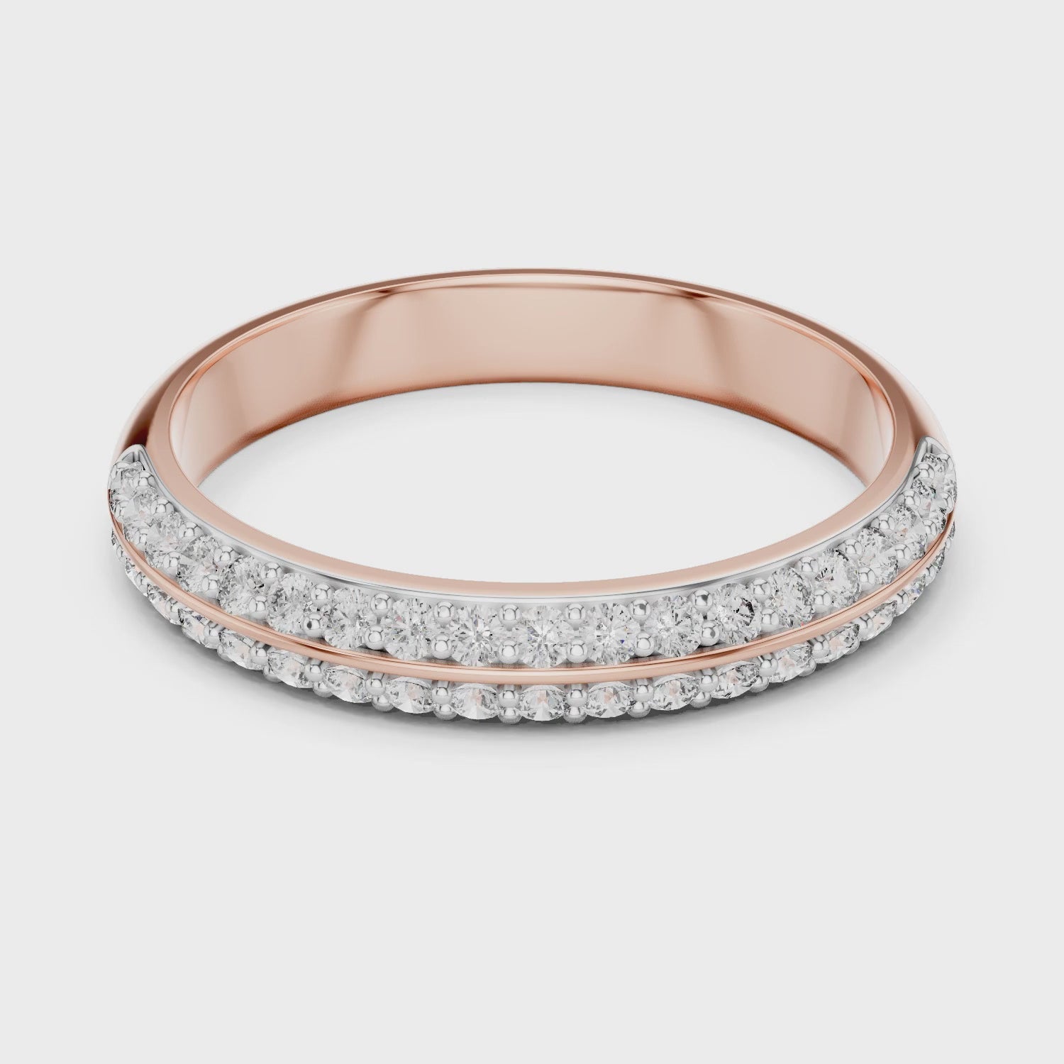 Aurora 0.33ct Round Lab Grown Diamond Domed Wedding Band - Rose Gold video