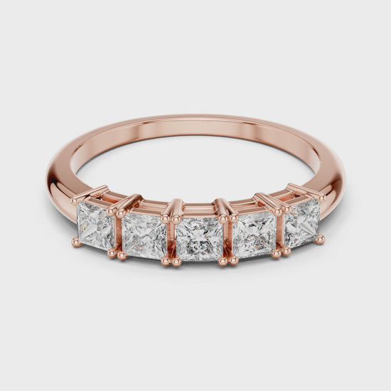 Vera 0.50ct Princess Lab Grown Diamond Half Eternity Ring - Rose Gold video