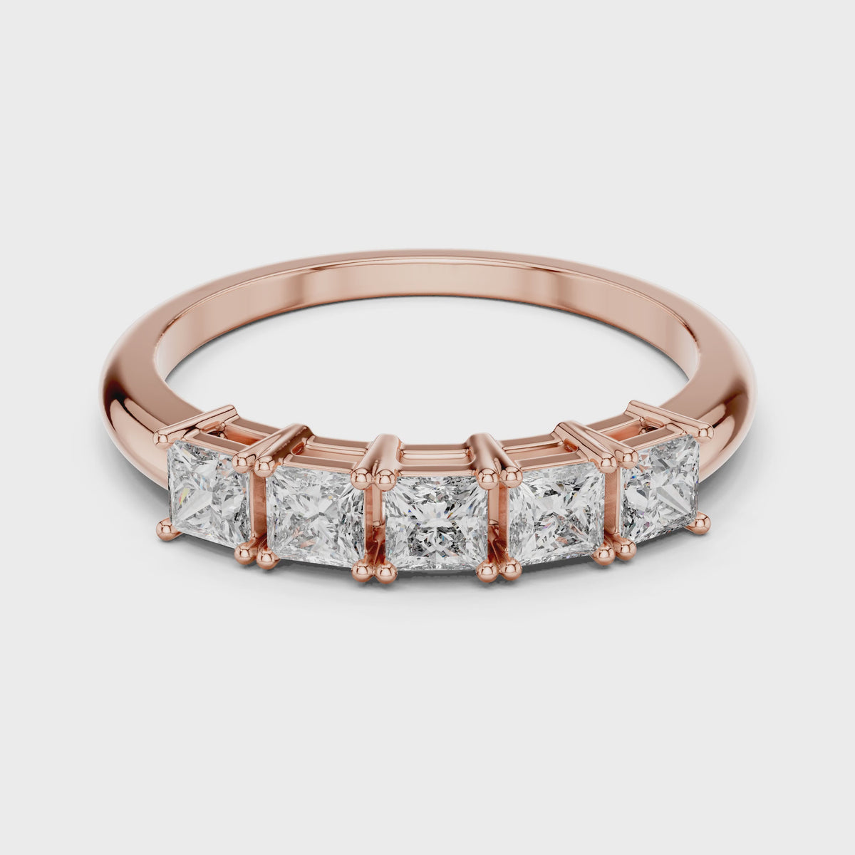 Vera 0.50ct Princess Lab Grown Diamond Half Eternity Ring - Rose Gold video