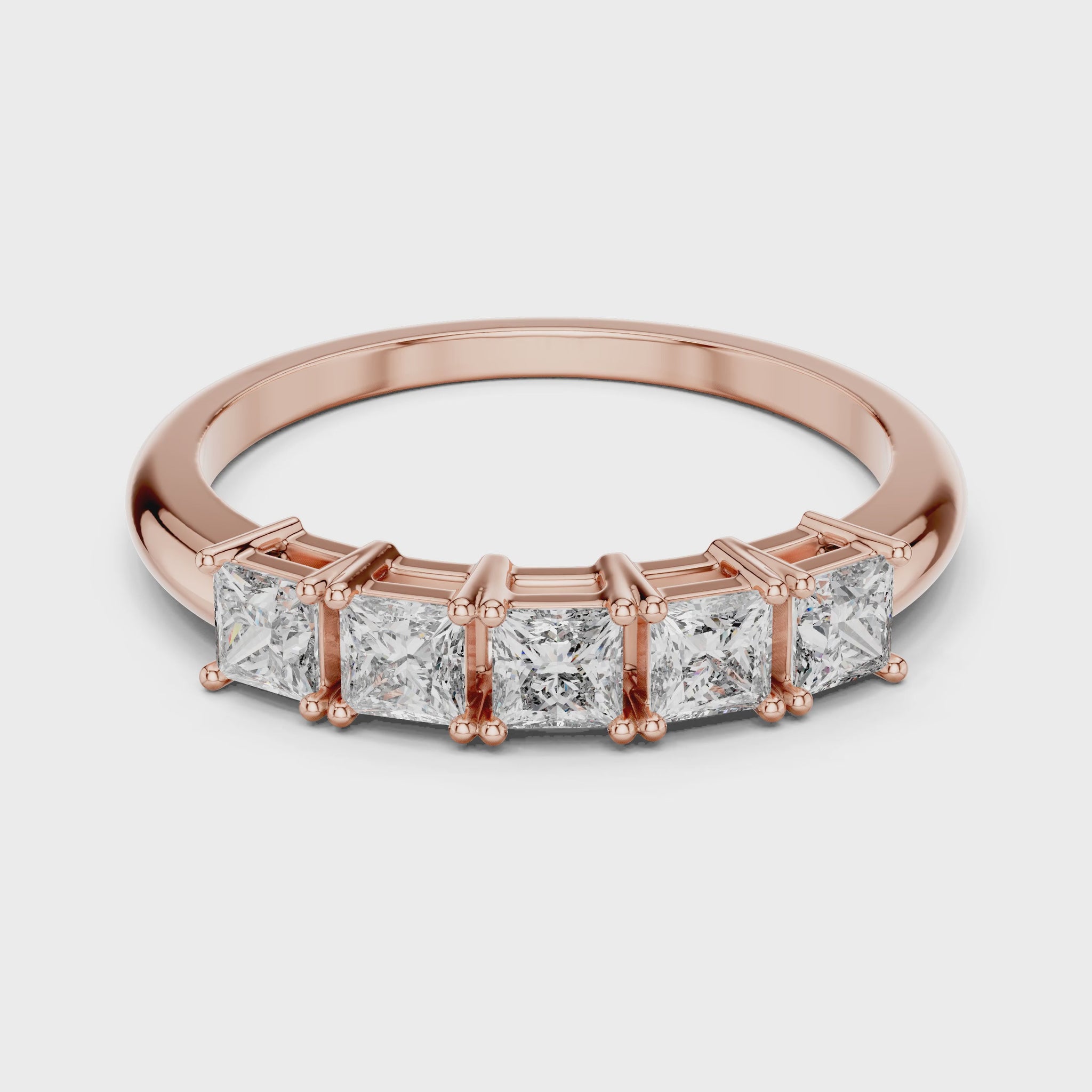 Vera 0.50ct Princess Lab Grown Diamond Half Eternity Ring - Rose Gold video