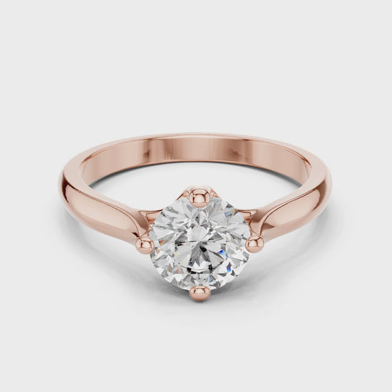 Clara 1 Carat Round Lab Grown Diamond Collet Solitaire Engagement Ring - Rose Gold video