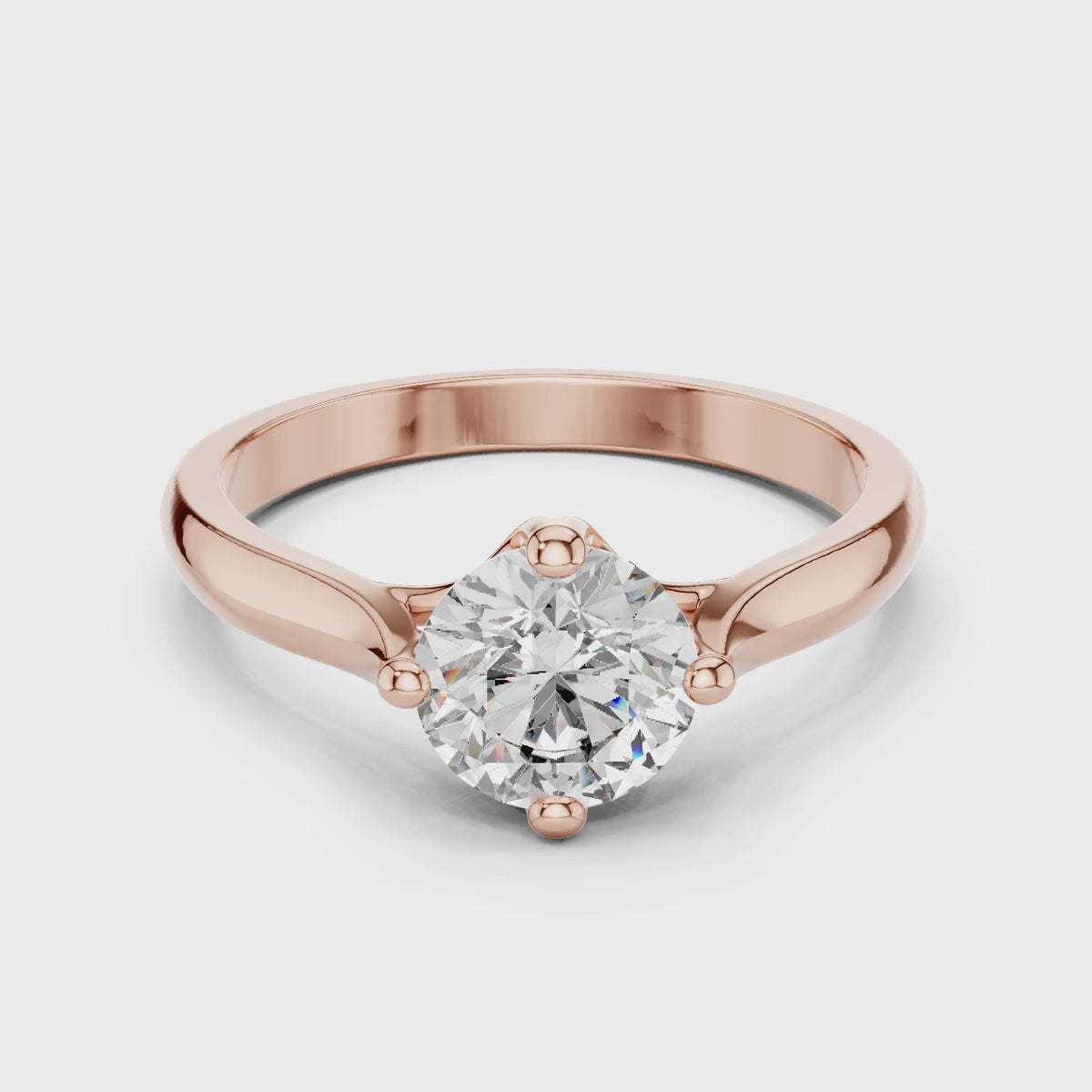 Clara 1 Carat Round Lab Grown Diamond Collet Solitaire Engagement Ring - Rose Gold video