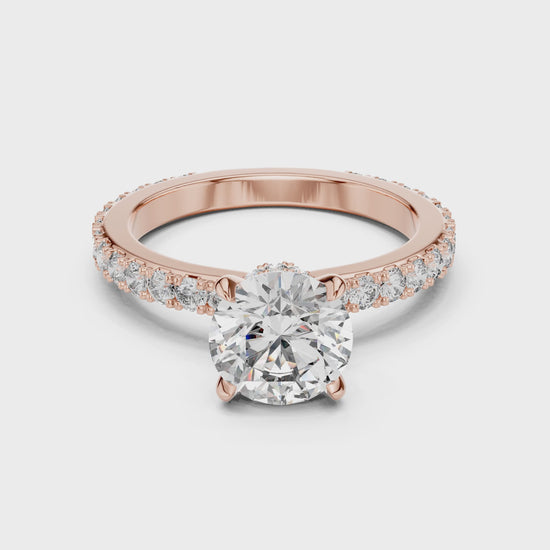 Sienna 1 Carat Round Lab Grown Diamond Slim Engagement Ring - Rose Gold video