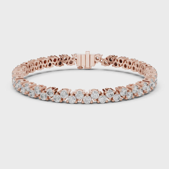 Aurora 6 Carat Round Lab Grown Diamond Collet Tennis Bracelet - Rose Gold video