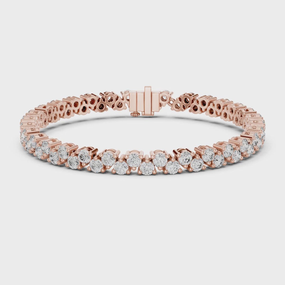 Aurora 6 Carat Round Lab Grown Diamond Collet Tennis Bracelet - Rose Gold video