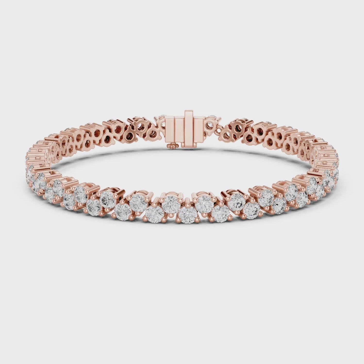 Aurora 6 Carat Round Lab Grown Diamond Collet Tennis Bracelet - Rose Gold video