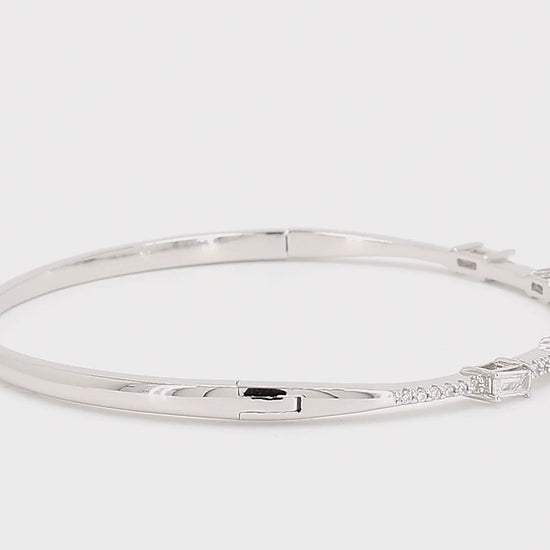 Divara Odette Bangle sterling silver 925 cubic zirconia bracelet, 360 degree video