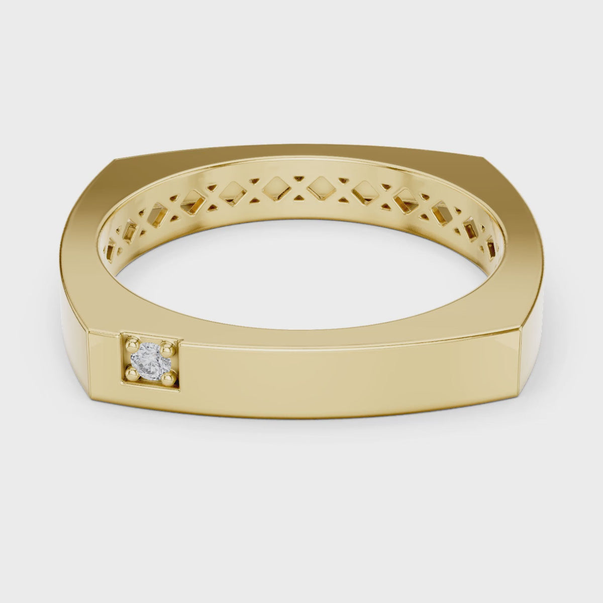 Vera Round Lab Grown Diamond Claw Geometric Ring - Yellow Gold video