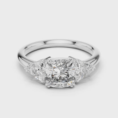 Sienna 1.5 Carat Trillion Lab Grown Diamond Slim Three Stone Ring - White Gold video