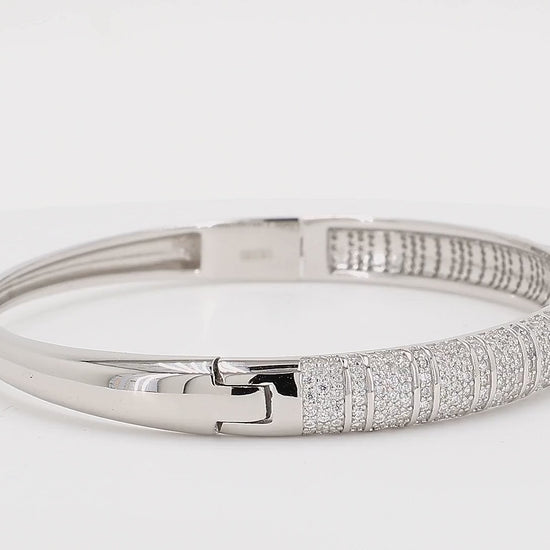 Divara Cove Bangle sterling silver 925 cubic zirconia bracelet, 360 degree video