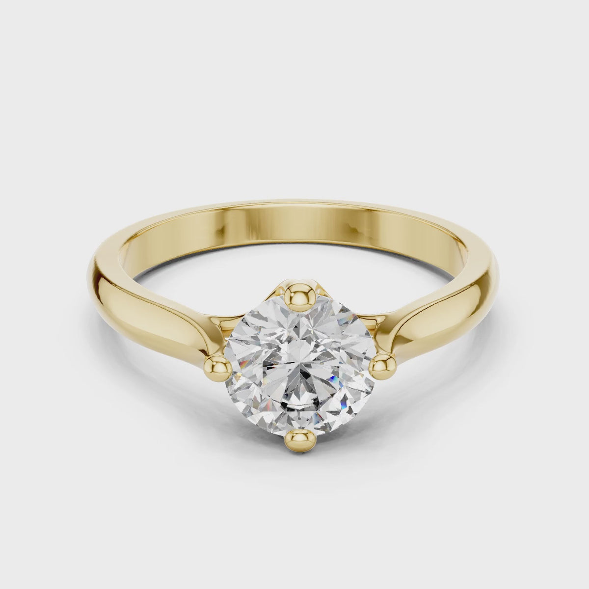 Clara 1 Carat Round Lab Grown Diamond Collet Solitaire Engagement Ring - Yellow Gold video